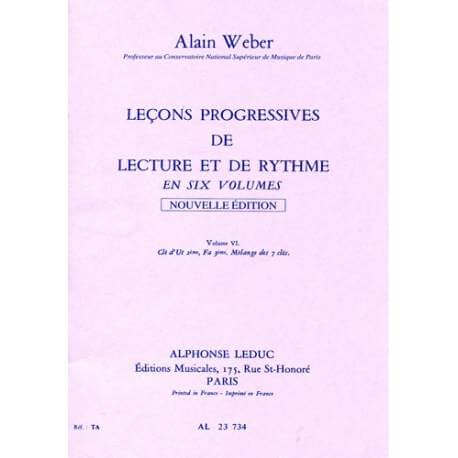 Weber - Leçons Progressives de Lecture et de Rythme Vol 6
