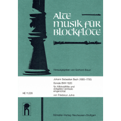 Bach - Sonate BWV 1020 pour flûte à bec alto et clavecin obligato