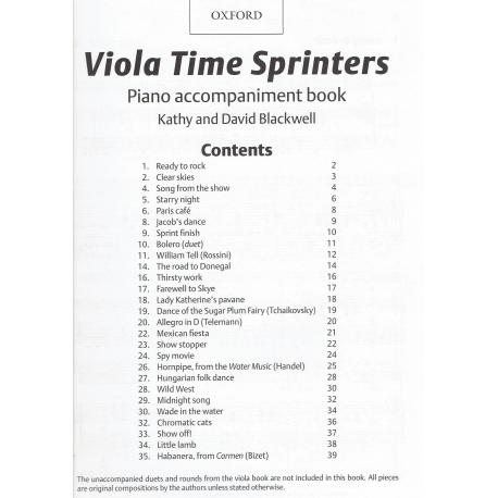 Blackwell - Viola time sprinters accompagnement piano
