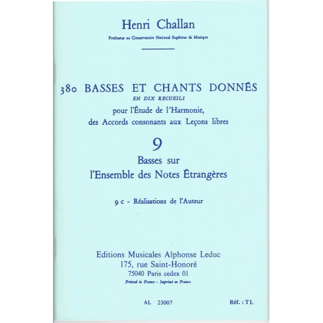 Challan - 380 bas en zang gegeven voor de studie van de harmonie - verworvenheden van de auteur