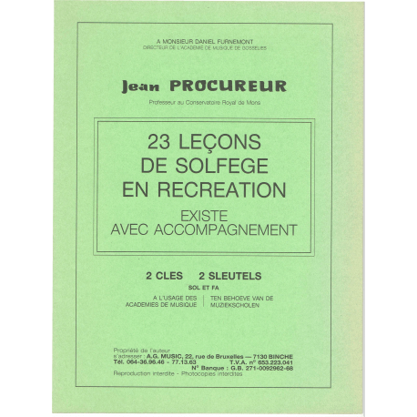 Procureur - 23 music lessons - solfeggio - 2 keys