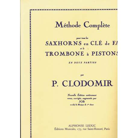 Clodomir - méthode complète - trombone à pistons -tous les saxhorns cle de Fa