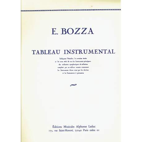 Bozza - tableau instrumental